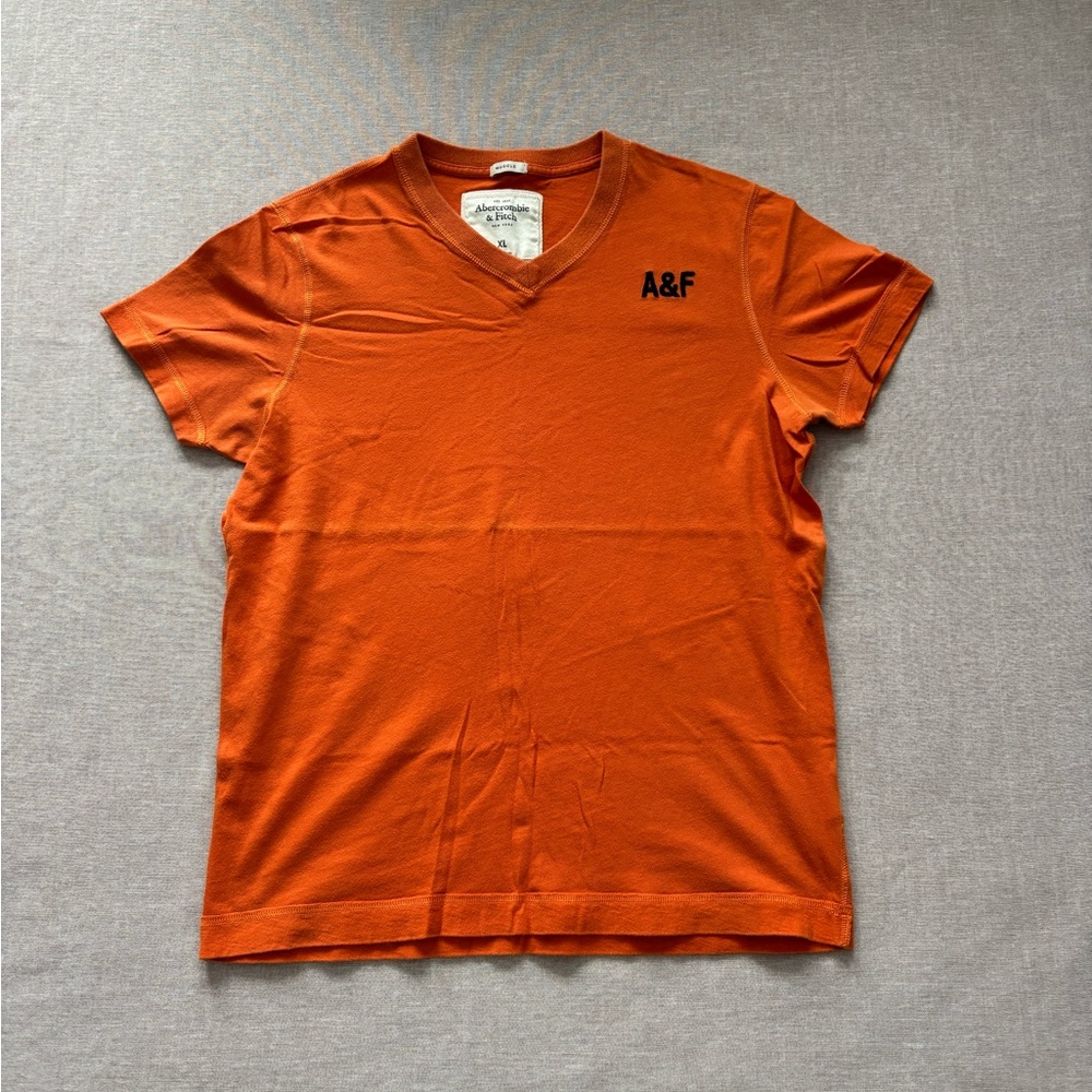 Abercrombie & Fitch Men's Cotton Orange Old School Short Sleeve Tee
